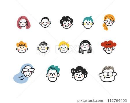 Children and adults smiling icon illustration 112764403