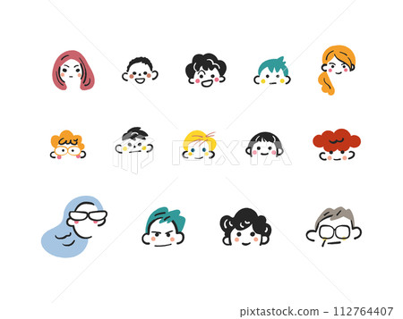 Children and adults smiling icon illustration Children and adults smiling icon illustration 112764407