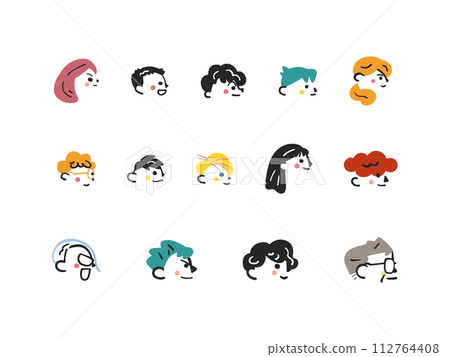 Icon illustration of profile of children and adults 112764408