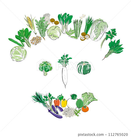 Facial expression smile with vegetable illustrations 112765020