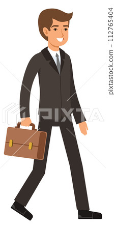 Businessman walking on work meeting with briefcase. Professional man Businessman walking on work meeting with briefcase. Professional man 112765404