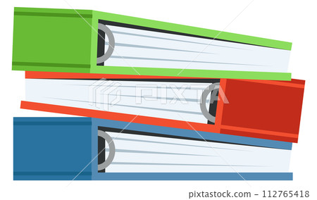 Document folders pile. Binder paper color icon Document folders pile. Binder paper color icon 112765418