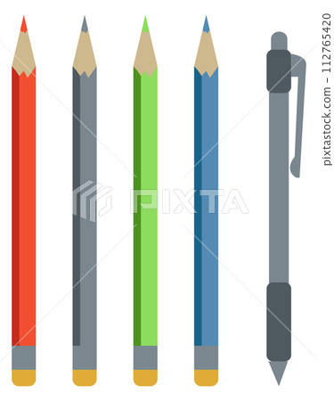 Color pencils and pen. Writing drawing Color pencils and pen. Writing drawing 112765420