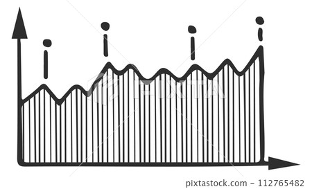 Area chart doodle. Hand drawn business analytics icon Area chart doodle. Hand drawn business analytics icon 112765482