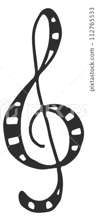 Treble clef. Music symbol. Melody black doodle Treble clef. Music symbol. Melody black doodle 112765533