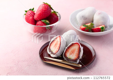 Spring Japanese Sweets Strawberry Daifuku 112765572
