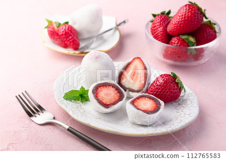 Spring Japanese Sweets Strawberry Daifuku 112765583