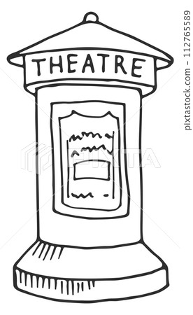Theatre ticket store doodle. Hand drawn shop 112765589
