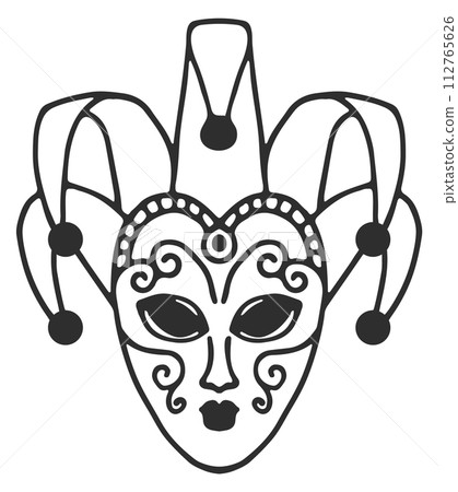 Theatrical mask logo. Vintage culture line icon Theatrical mask logo. Vintage culture line icon 112765626