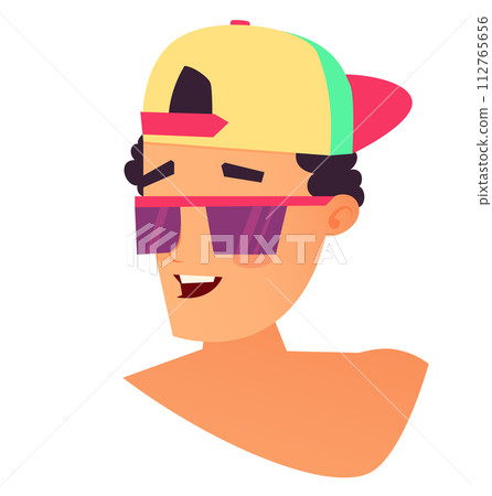 Summer boy avatar. Cartoon young man portrait 112765656