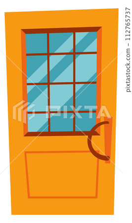 Wooden cartoon doorway. Office exit door icon 112765737