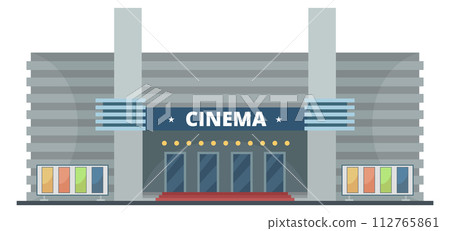 Cinema building facade. Movie theater color icon Cinema building facade. Movie theater color icon 112765861