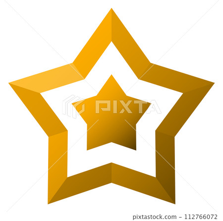 Golden star icon. Shiny metal decorative element 112766072