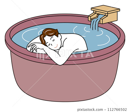 Simple illustration of a cute naked man taking a pleasant bath in an open-air hot spring bath fed directly by the source. Simple illustration of a cute naked man taking a pleasant bath in an open-air hot spring bath fed directly by the source. 112766502