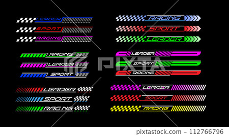 A set of colored stickers, patches or banners for tuning, clothing, prints and thematic design A set of colored stickers, patches or banners for tuning, clothing, prints and thematic design 112766796