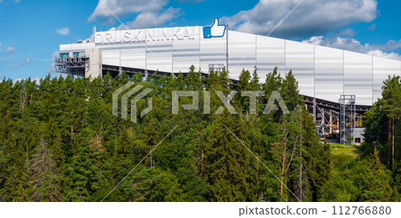 Aerial view of Druskininkai SPA resort indoor largest snow arena in Lithuania 112766880
