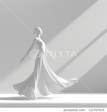 Elegant statue of a dancing woman in a flowing dress Elegant statue of a dancing woman in a flowing dress 112767616
