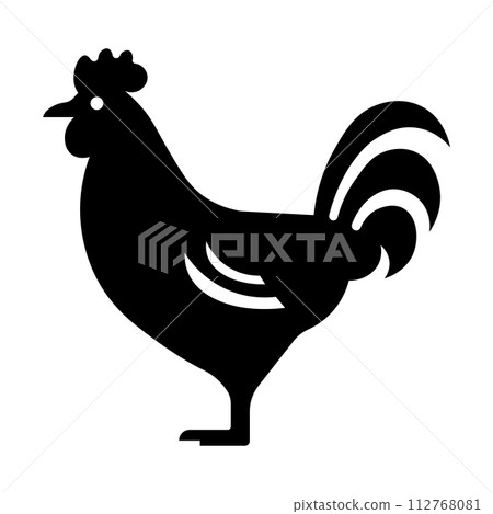 black vector chicken icon on white background 112768081