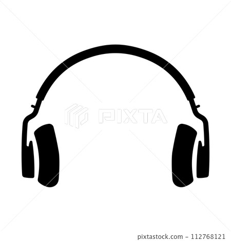 black vector headphones icon on white background black vector headphones icon on white background 112768121