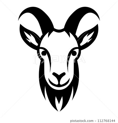 black vector goat icon on white background black vector goat icon on white background 112768144