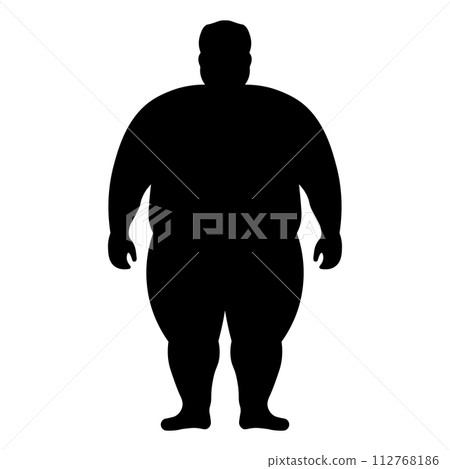 black vector fat man silhouette white background 112768186