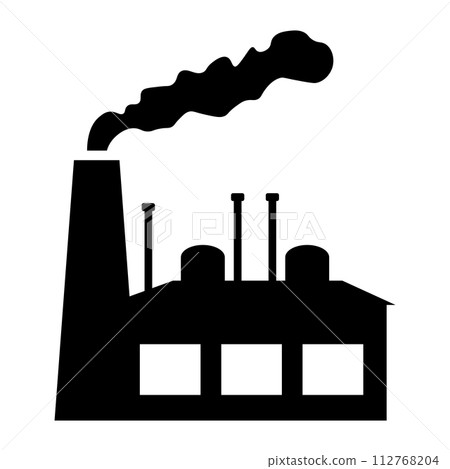 black vector factory icon on white background 112768204