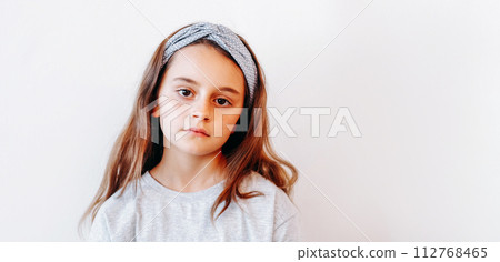 Kid sadness upset child depressed little girl 112768465
