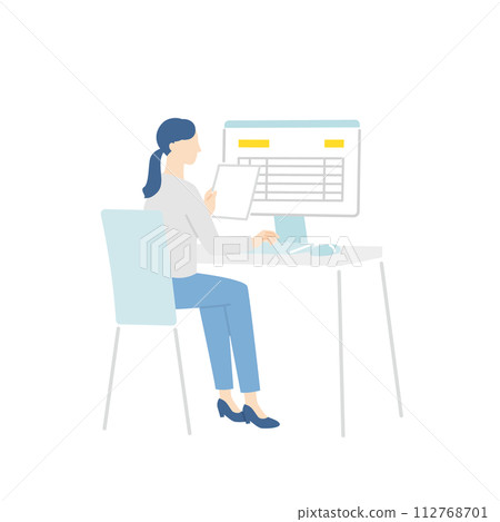 Business person entering information into accounting software Business person entering information into accounting software 112768701