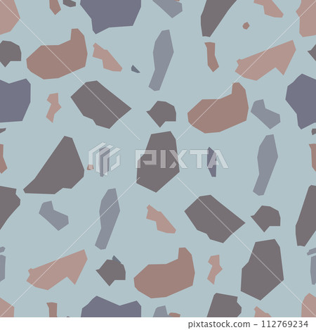 Terrazzo imitation seamless pattern. Realistic marble texture with stone fragments 112769234