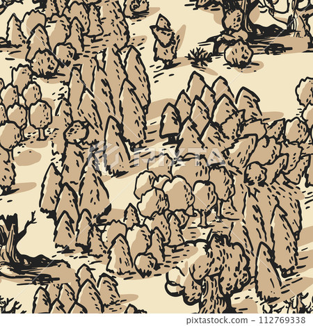 Seamless pattern. Forest top view. Park view from above. 112769338