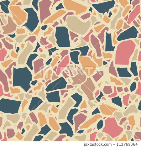 Terrazzo imitation seamless pattern. Realistic marble texture with stone fragments Terrazzo imitation seamless pattern. Realistic marble texture with stone fragments 112769364