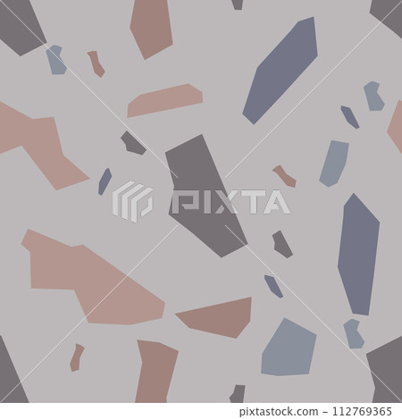 Terrazzo imitation seamless pattern. Realistic marble texture with stone fragments 112769365