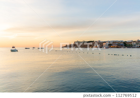 Sunrise over the sea. Panoramic seascape. Sunrise over the sea. Panoramic seascape. 112769512