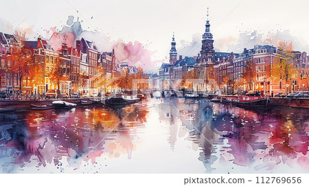 Touristic postcard, view of Amsterdam Touristic postcard, view of Amsterdam 112769656