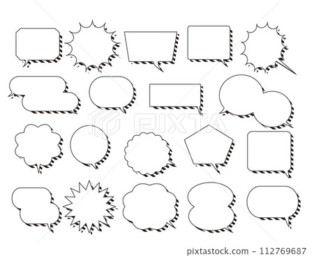 Speech bubble set with striped shadows Speech bubble set with striped shadows 112769687