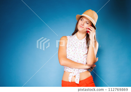 girl talking on mobile phone smartphone 112769869