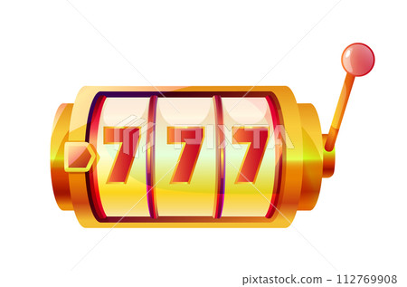 a Golden Slot Machine 777 112769908