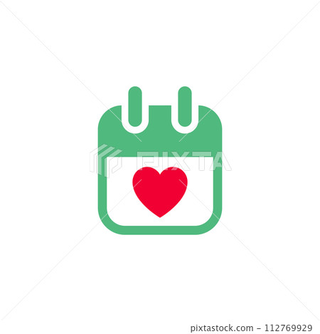 Calendar icon or Valentines day symbol, holiday sign designed for celebration, vector trendy modern style Calendar icon or Valentines day symbol, holiday sign designed for celebration, vector trendy modern style 112769929