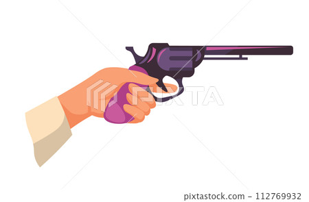 Hand Holding Revolver Vector Graphic 112769932