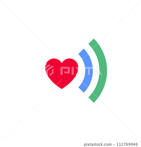 Heart signal icon or wi fi symbol, holiday sign designed for celebration, vector trendy modern style Heart signal icon or wi fi symbol, holiday sign designed for celebration, vector trendy modern style 112769948