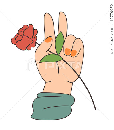 Peace Sign with Rose vector illustration Peace Sign with Rose vector illustration 112770070