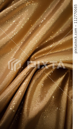 Glitter bokeh of satin fabric for background. Textile close up 112770085
