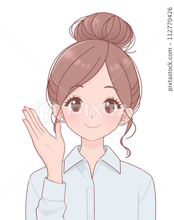 髮型無釘刺穿職場女性-舉手姿勢-插圖 髮型無釘刺穿職場女性-舉手姿勢-插圖 112770426