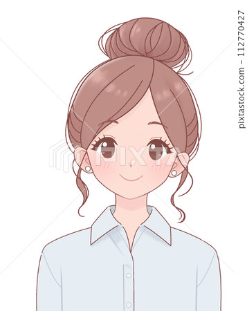 一名女性在頭髮顏色免費的工作場所的插圖 112770427