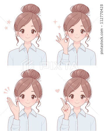 髮型無刺釘職場女性姿勢套裝圖 112770428