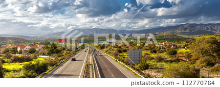 View of A1 motorway, locally referred to as the Nicosia-Limassol highway. Cyprus 112770784