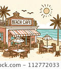 Illustration of a cafe with a sea view 112772033