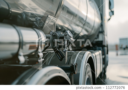 Hydrogen Tanker Truck Equipment Detail in Daylight 112772076