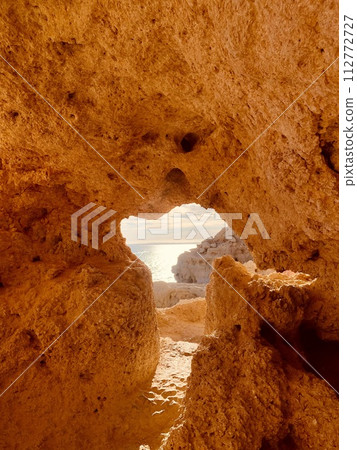 Reef formation from sandstone on the coast.Algar Seco, Carvoeiro. 112772727