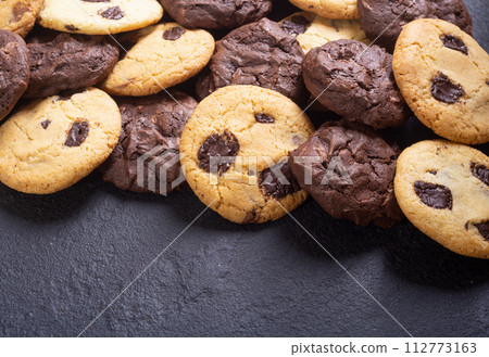 Group of homemade american chocolate cookies Group of homemade american chocolate cookies 112773163